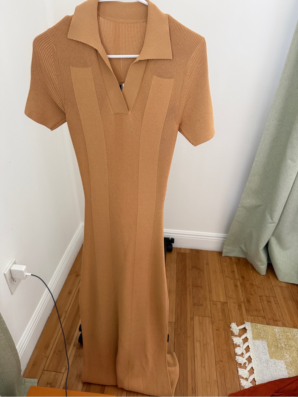 Jacquemus Camel Ribbed Backless Polo Knit Dress
